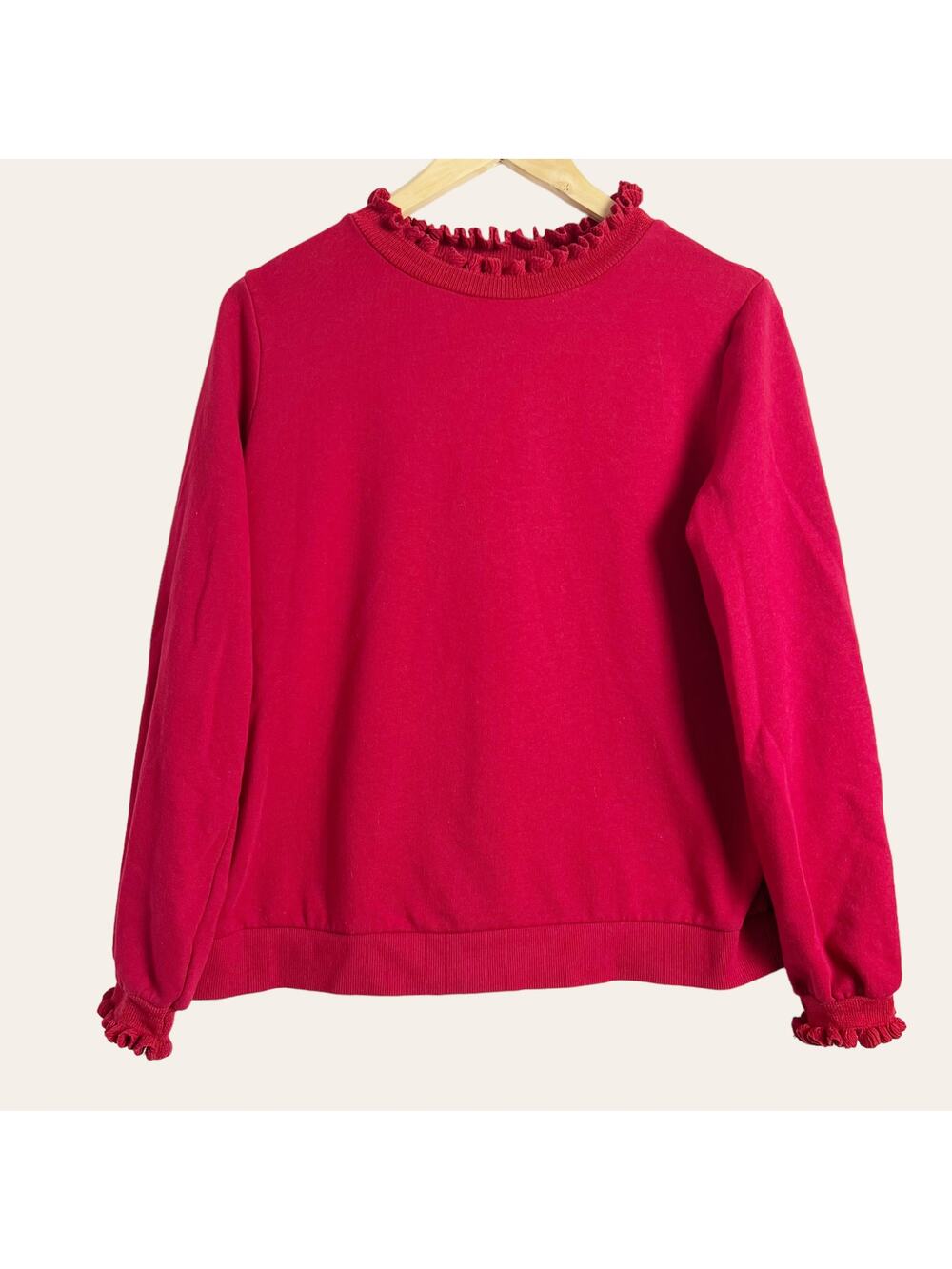 Who What Wear Red Crewneck Mockneck Ruffled Pullover Holiday Sweater Size Large